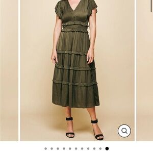 Pinch Forest Green Layered Midi Dress